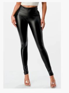 Drop Ship High Waisted Pu Faux Leather Leggings – BodiModi Shape Leggings, Wet Look Leggings, Yoga Tights, Protective Gear, Wet Look, Leggings Design, Drop Ship, Faux Leather Leggings, Wide Waistband