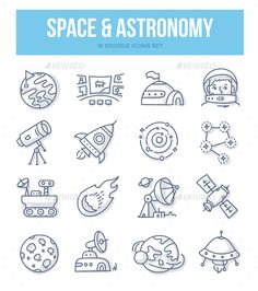 the space and astronomy line icons set - miscellaneous objects / items are grouped in separate layers