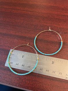 Picasso Turquoise Beaded Hoop Earrings - Etsy Beaded Hoop Earrings, Beaded Hoops, Circle Shape, Turquoise Gemstone, Turquoise Beads, Leaf Earrings, Hippie Style, Hippie Boho, Seed Beads