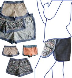 an image of women's shorts with different patterns