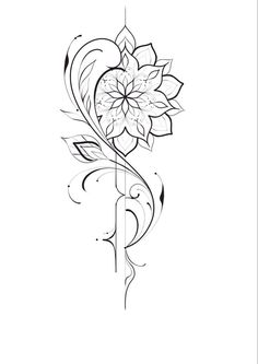 a black and white drawing of a flower