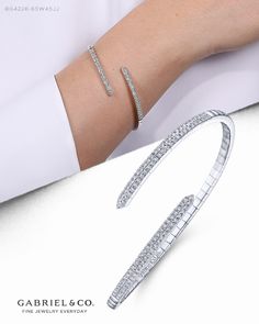 14K White Gold Fashion Bangle. BG4226-65W45JJ #GabrielNY #DiamondJewelry #FineJewelry #Gabriel&Co #UniqueJewelry #FineJewelry#FashionJewelry #GiftIdeas#UniqueGifts  #Bangle#Fashion Bangle #Diamond Bangle #WhiteGold Bangle  #Bangles #Bracelets Flexible Diamond Bracelet Fine Jewelry, Modern Beaded Bracelets For Formal Occasions, Diamond Beaded Bangle Bracelets, Luxury Beaded Bracelets For Everyday, Elegant Everyday Luxury Cuff Bracelet, Designer Bracelets With Diamond Accents, Everyday Luxury Bracelets With Diamond Accents, Everyday Luxury Diamond Accents Bracelet, Luxury Diamond Beaded Bangle Bracelets