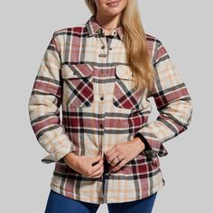 With a durable outer fabric and warm insulated lining, the Timber Jacket combines the warmth of your favorite outer layer with the feel of your thickest flannel. Featuring plenty of pockets for storing small items and a casual look that pairs well with nearly anything in your closet, this is the jacket you’ll be wearing all fall and winter long. Perfect for chilly walks to the gym, hanging by your campsite, or working around the yard. Quilted Jacket With Fleece Lining For Fall Outdoor Use, Cozy Plaid Shacket With Pockets, Utility Shacket For Outdoor Fall Use, Casual Quilted Jacket With Fleece Lining, Plaid Cotton Outerwear With Patch Pockets, Cotton Shacket For Fall And Cold Weather, Cozy Cotton Outerwear For Outdoor, Casual Shacket With Pockets For Cold Weather, Winter Utility Shacket For Outdoor