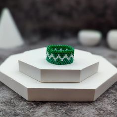 Lush Green Beaded Ring Nature Inspired Jewelry Cute Seed Bead Boho Accessory - Etsy Green Beaded Rings For Gift, Green Beaded Rings For Gifts, Jewelry Cute, Beaded Ring, Writing Gifts, Boho Accessories, Nature Inspired Jewelry, Delica Beads, Zig Zag Pattern