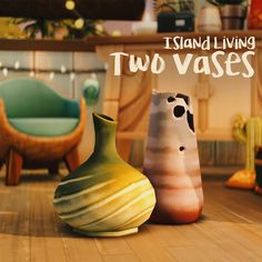 there are two vases sitting on the floor