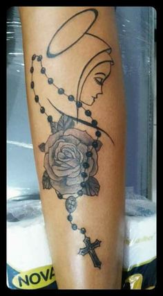 Jessie Tattoo, Rosary Ankle Tattoos, Catholic Tattoos, Full Hand Tattoo, Ankle Tattoos, Small Pretty Tattoos