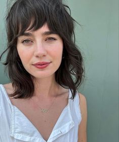 Short Shag Haircuts For Thick Hair 2023, Shag Mid Length Haircut, Lob Shag Haircut With Bangs, 70s Haircut Short, Shag Bob With Bangs, A Wolf Cut, Wolf Cut Hair, Texas Hair, Medium Shag Haircuts