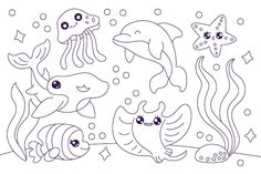 an image of sea animals coloring pages