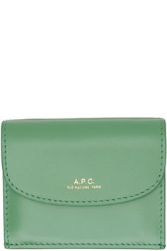 Leather Trifold Wallet, Green Logo, Logo Stamp, Small Wallet, Trifold Wallet, Press Studs, A P, Shopping Cart, Cotton Twill