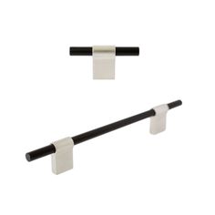 two black and white handles with square bars