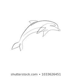 a drawing of two dolphins jumping in the air