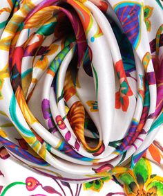 This versatile, 100% silk scarf adds a colorful floral pop to a spring or summer ensemble. Wear it as a flowing head wrap, tie it around the neck or even wear it as an eye-catching belt. Dimensions: 13 in. x 72 in.Materials: 100% Silk Head Wrap, Head Wraps, Silk Scarf, Silk, Floral, How To Wear, Color