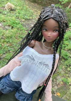 Bjd Dolls Black Skin, Black Bjd Dolls, Black Bjd, Doll Hairstyle, Doll Hairstyles, Doll Beauty, Cute Coquette, Doll Aesthetic