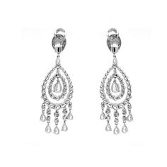 Handcrafted pear cut diamonds 2.03 ct chandelier 18 karat gold earrings. Accented with small round diamonds 19.38 ct. Diamonds are all natural and white in G-H Color Clarity VS. French / Omega clips. Width: 2.3 cm Length: 7.8 cm Weight: 26.35 g Diamond Chandelier, White Gold Hoop Earrings, Platinum Bracelet, White Gold Hoops, Platinum Earrings, 18k Gold Earrings, Pear Cut Diamond, 18k Gold Jewelry, Yellow Diamond