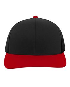 Trucker Snapback - BLACK/ RED/ BLK - OS | Pacific Headwear Trucker Snapback Cap in Black/Red/Black | Cotton Blend Black Ocean, Green Ocean, Red And Teal, Black Neon, Neon Blue, Grey And Beige, Neon Orange, Snapback Cap, Neon Yellow