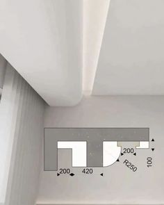 a room with white walls and gray flooring, showing the measurements for different areas