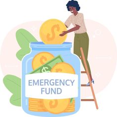 Saving money for emergency fund flat concept vector spot illustration. Editable 2D cartoon character on white for web design. Financial security creative idea for website, mobile Emergency Fund Vision Board, Finance Design Graphics, Financial Security Vision Board, Save Money Illustration, Finance Poster Design, Saving Money Pictures, Saving Money Illustration, Financial Illustration, 2d Cartoon Character