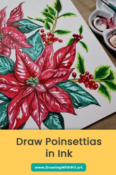 Poinsettia Drawings Digital Painting Techniques, Nature Art Painting, Creative Process, Poinsettia, Painting Techniques, Christmas Spirit, Realism, Nature Art, Digital Painting