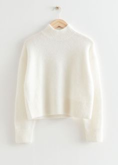 Cropped mock neck knit sweater featuring a cropped, boxy silhouette.– Ribbed collar, cuffs and hemline– Certified according to the Responsible Mohair Standard (CU810300)– Certified according to the Responsible Wool Standard (CU810300)Length of sweater: 51cm / 20.1" (Size S) Camel Winter Coat, Wineries Outfit, Trouser Outfits, Ribbed Turtleneck Sweater, Sweater White, Ribbed Turtleneck, Fashion Story, Cool Sweaters, Mock Neck Sweater