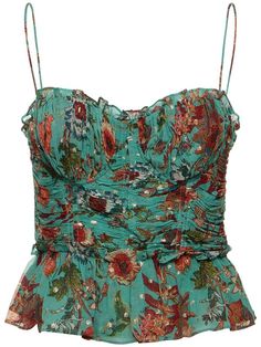 Find Ulla Johnson Amabel Printed Silk Top on Editorialist. Fixed spaghetti straps. Side zip closure. All over print placement may vary. Model is wearing a size4 Fashion Fits, Printed Silk, Ulla Johnson, New Yorker, Silk Top, Swimwear Tops, Silk Printing, All Over Print