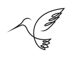 a black and white drawing of a humming bird