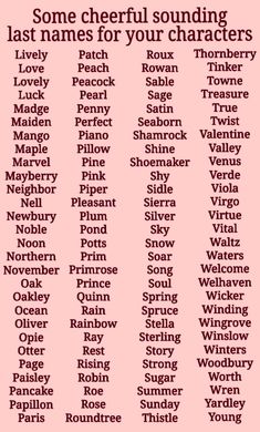 some cheerful sounding last names for your characters