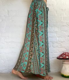 This is maxi long bohemian skirt with floral patterns beautiful and light summer outfit, very easy to wear perfect casual everyday skirt in bohemian syle size S/M 15 -16 inch elastic waist 39 inch length Bohemian Green Maxi Skirt For Vacation, Bohemian Flowy Maxi Dress, Bohemian Flowy Maxi Skirt With Floral Print, Green Floral Print Flowy Maxi Skirt, Green Flowy Maxi Skirt With Floral Print, Green Bohemian Maxi Skirt For Summer, Bohemian Maxi Skirt With Boho Print For Festival, Bohemian Maxi Length Rayon Bottoms, Bohemian Green Maxi Skirt For Summer