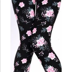 Beautiful Black Pink Floral Leggings! Waist Is 11.25 Inches Across (Stretches To 17+). Rise Is 11.5 Inches. Inseam Is 27 Inches. Leg Opening Is 9 Inches Around. One Size Fits Most Up To A Size 14. Listed Accordingly. New With Tags Boutique Item. All Measurements Are Approximate. Stretch Pink Floral Print Pants, Spring Pink Leggings For Loungewear, Stretch Black Floral Print Pants, Stretch Black Pants With Floral Print, Black Stretch Pants With Floral Print, Trendy Pink Spring Leggings, Black Full Length Leggings For Spring, Casual Pink Leggings For Spring, Casual Black Leggings For Spring