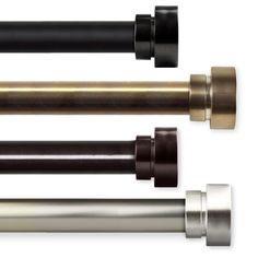 four different types of metal curtain rods