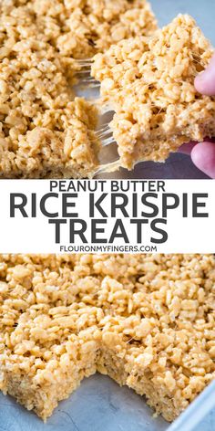 peanut butter rice krispie treats are the perfect treat to eat for lunch or dessert