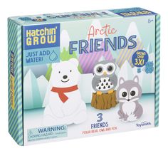 the hatchin'grow arctic friends game is in its box