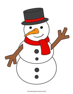 a snowman wearing a hat and scarf