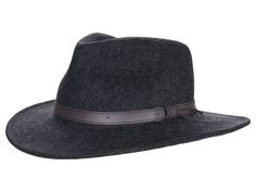 Sunday Afternoons Montana Hat - Caps : Heathered Dark Gray : Whether you're taking a walk through town or sitting out on your patio, the Sunday Afternoons Montana Hat is great for everyday wear. High quality 100% wool felt keeps shape even after packing. Western style brim with pinched crown. UPF 50+ certified breathable sun rating. Stain resistant. Leather hatband. Interior wicking cotton sweatband. 100% wool felt. Hats come with a lifetime guarantee through the brand against material and workm Casual Short Brim Fur Felt Hat, Adjustable Wool Flat Bill Felt Hat, Adjustable Flat Bill Wool Felt Hat, Casual Wool Hat With Curved Brim, Adjustable Wool Felt Hat With Flat Bill, Casual Flat Bill Felt Hat For Outdoor, Casual Fur Felt Hat With Curved Brim, Casual Fur Felt Flat Brim Hat, Casual Fur Felt Hat With Flat Brim