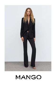 Flared design, Long design, Medium waist, Side zip fastening, Co-ord, Office looks Coated Leggings, Fall Suit, Slim Fit Dress Pants, Mango Fashion, Pinstripe Suit, Ponte Pants, How To Hem Pants, Straight Trousers, Flare Trousers