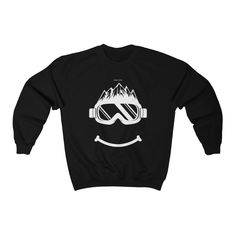 Funny Ski Face Sweatshirt Fun Smiling Goggles Mountain Skiing Snowboar – Starcove Fashion Funny Graphic Print Sweatshirt For Winter, Trendy Winter Graphic Sweatshirt, Trendy Outdoor Sweatshirt With Graphic Print, Trendy Graphic Print Sweatshirt For Outdoor, Trendy Outdoor Graphic Print Sweatshirt, Funny Winter Sweatshirt For Streetwear, Funny Black Winter Sweatshirt, Trendy Crew Neck Sweatshirt For Outdoor, Fun Black Sweatshirt With Graphic Print