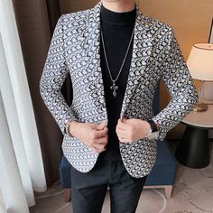 Men's Casual Fashion Print Blazer Suit Jacket
Size Chat： Black Sport Coat With Suit Collar For Fall, Spring Black Single Breasted Suits, Black Sport Coat With Suit Collar For Winter, Black Single Breasted Sport Coat With Long Sleeves, Black Single-breasted Sport Coat With Long Sleeves, Casual Black Suits For Spring, Casual Black Winter Suits, Casual Black Spring Suits, Spring Business Black Sport Coat