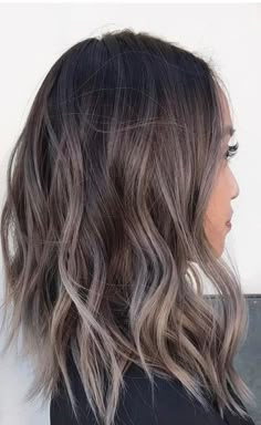 Dark Brown To Mushroom Brown Hair, Mushroom Tone Hair, Dark Root Mushroom Balayage, Ash Brown Hair One Color, Medium Length Mushroom Brown Hair, Mushroom Brown With Shadow Root, Ombre Hair Brown Blonde, Grey Mushroom Hair Color, Mushroom Brown Ombre Hair