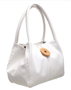 Beautiful Bessie Tote Bag with large button detail to the front. Rear external zip pocket. 2 Internal Small Zip pockets and 2 slip pouches. Bessie dust bag included White Washing, Button Bag, Large Buttons, Pitcairn Islands, Seychelles, Papua New Guinea, Guinea Bissau, Mozambique, White Bag