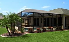 a house with a pool in the front yard