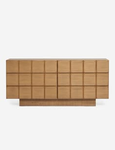 the sideboard is made out of wood and has several compartments on each side,