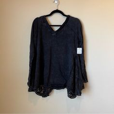 Nwt Free People Distressed Lace Detailing V Neck Oversized Sweater Xs Black Tops With Frayed Hem For Fall, Black Tops With Frayed Hem For Spring, Black Distressed Long Sleeve Tops, Fall Relaxed Fit Top With Lace Trim, Oversized Black Bohemian Top, Casual Long Sleeve Sweater With Lace Trim, Relaxed Fit Lace Trim Top For Fall, Casual Lace Trim Top For Winter, Casual Lace Trim Tops For Fall