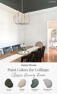 the dining room is painted in sherylin - williams's paint colors for ceilings