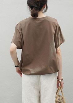 Elegant o neck drawstring cotton top Wardrobes chocolate print shirt

Materials used:cotton blended

Measurement:One size fits all for this item. Please make sure your size doesn't exceed this size: 3XL/BUST-118cm   
   
length 61cm / 23.79"
bust 118cm / 46.02"
hem 110cm / 42.9"
Shoulder 48cm / 18.72"
Sleeve length 14cm / 5.46"
Cuff 34cm / 13.26"



We ship worldwide.

Tracking numbers provided for all orders. Casual Brown Cotton Blouse, Casual Brown Summer Blouse, Casual Brown Blouse With Relaxed Fit, Brown Relaxed Fit Cotton Top, Brown Relaxed Fit Crew Neck Blouse, Casual Cotton Blouse With Graphic Print, Brown Cotton Tops For Spring, Oversized Brown Cotton Blouse, Brown Cotton Top For Spring