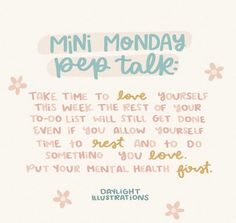 a card with the words,'mini monday pep talk '