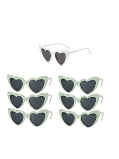 1pc/7pcs Pretty Party Heart Shaped Sunglasses Cat Eye Sunglasses Vintage Heart Glasses For Wedding Costume Party Bachelor Party Bach Party Favors Bride To Be Valentines Day Prop,Christmas Green    PVC     Event & Party Supplies, size features are:Bust: ,Length: ,Sleeve Length: Bach Party Favors, Glasses For Wedding, Cat Eye Sunglasses Vintage, Bachelorette Accessories, Bachelorette Party Sunglasses, Fall Fashion Accessories, Sunglasses Cat Eye, Bridal Shower Party Favors, Heart Shaped Glasses