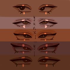 the different types of eyes are shown in this drawing style, and each has their own individual