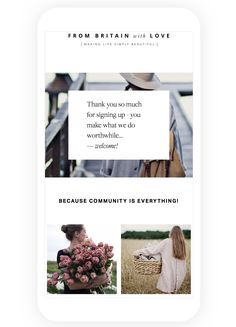 the homepage for an eco - friendly website, featuring images of people and flowers