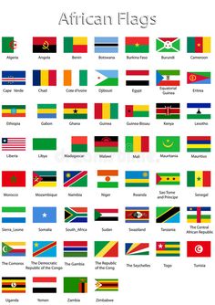 the flags of africa and other countries with their names in english, spanish, arabic, and