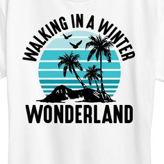 Instant Message - Walking In A Winter Wonderland Beach Christmas - Women's Short Sleeve Graphic T-Shirt - Celebrate the essence of Hybrid Apparel's Instant Message with officially licensed apparel featuring unique designs crafted exclusively by Hybrid Apparel. Each piece brings beloved characters, iconic imagery, and memorable moments to life, offering Instant Message fans a one-of-a-kind way to showcase their passion. Cheer Shorts, Polar Bear Print, Winnie The Pooh Christmas, Star Wars Christmas, Matching Family Pajamas, Santa Mugs, Beach Christmas, Christmas Men, Cut Tshirt