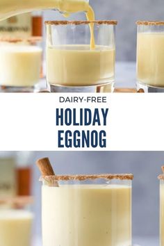 Enjoy a creamy, dairy-free holiday eggnog that’s perfect for seasonal celebrations! This spiked version is smooth, festive, and easy to make. Celebrate the season with this delicious twist on a classic! Dairy Free Eggnog Recipe, Dairy Free Eggnog, Dairy Free Egg Nog, Wooden Skillet, Vegan Eggnog, Virgin Drinks, Paleo Drinks, Dairy Allergy, Homemade Eggnog